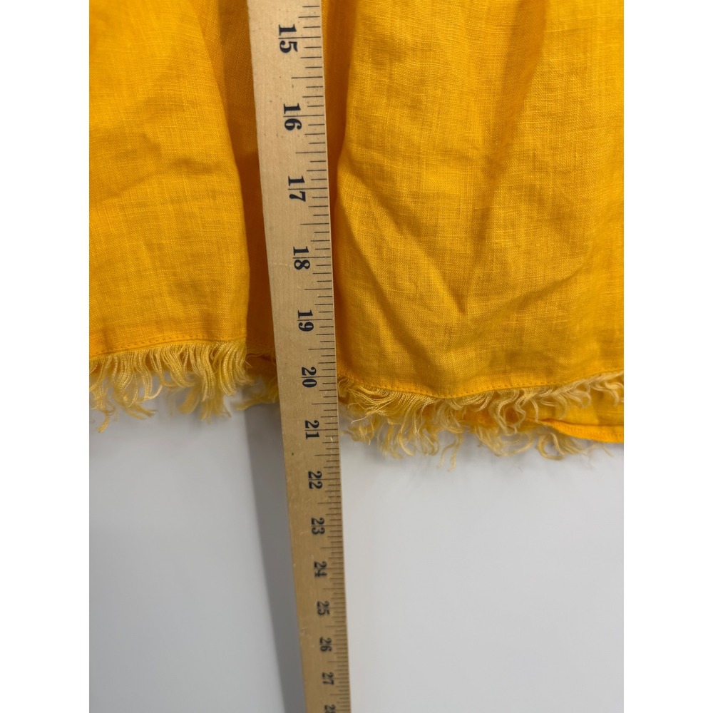 Faherty Yosepha Ruffle Linen‎ Blouse Womens S marigold Yellow Fringe V-Neck - Picture 4 of 7